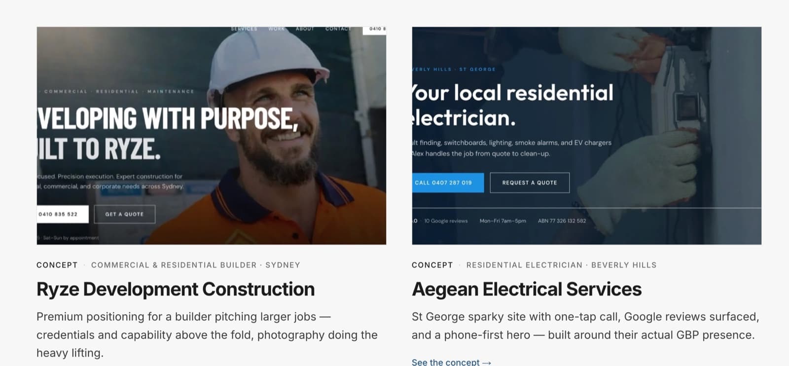 Aegean Electrical Services concept site