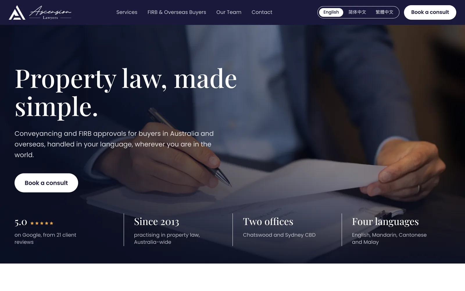 Ascension Lawyers concept website on desktop