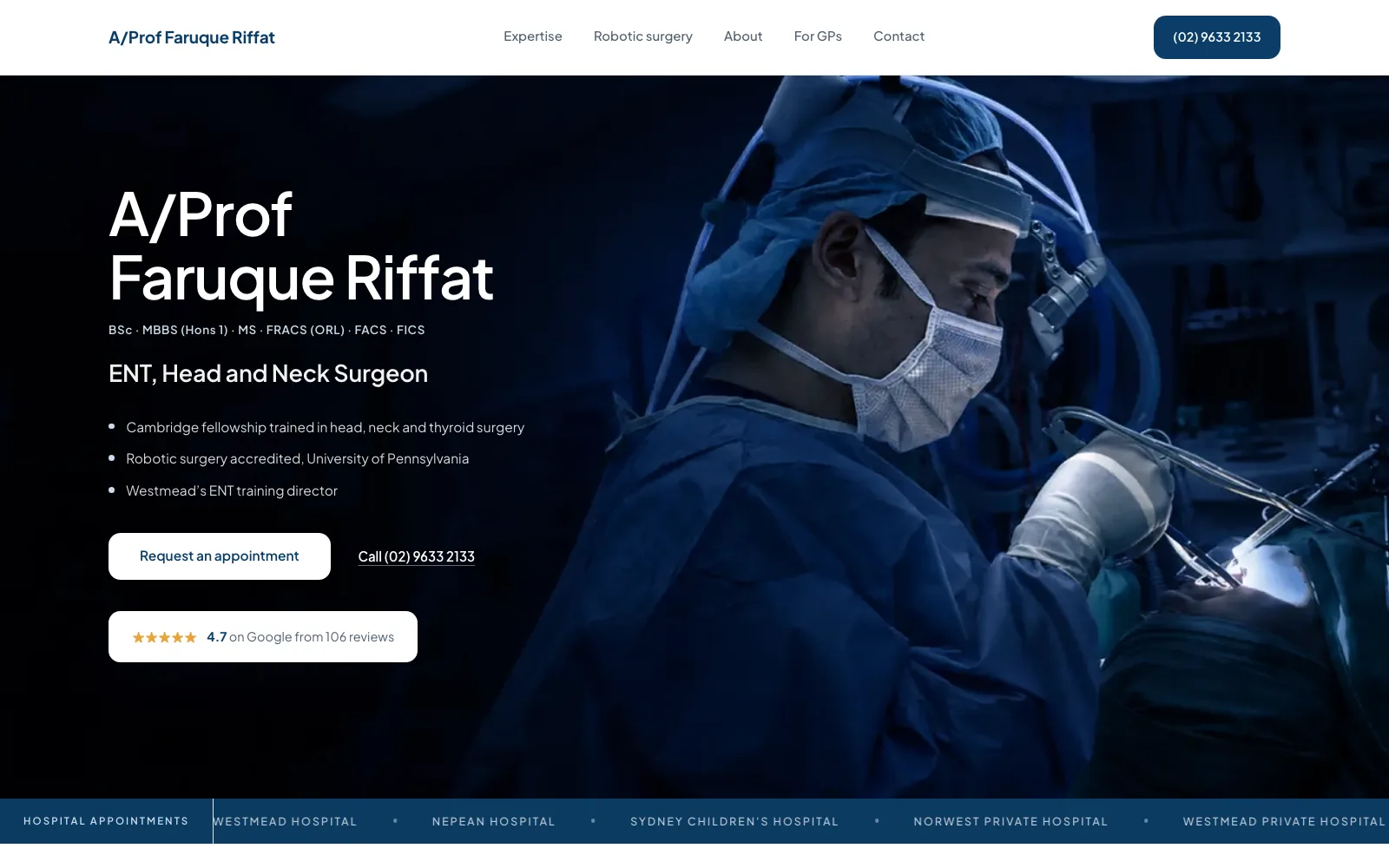 A/Prof Faruque Riffat concept website on desktop