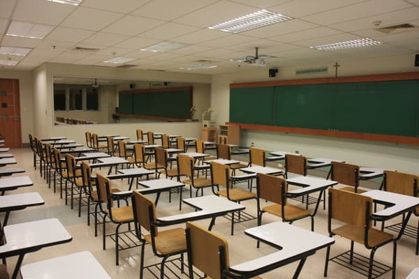 Renovated school classroom interior