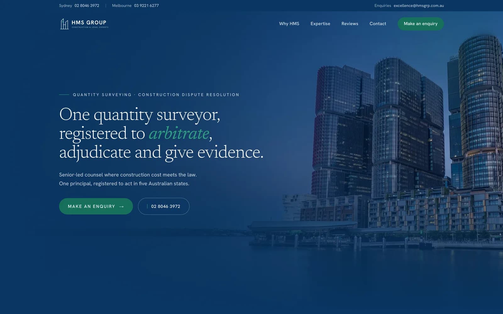 HMS Group concept website on desktop