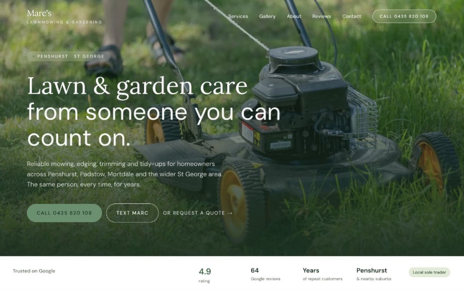 Marc's Lawnmowing and Gardening Services website