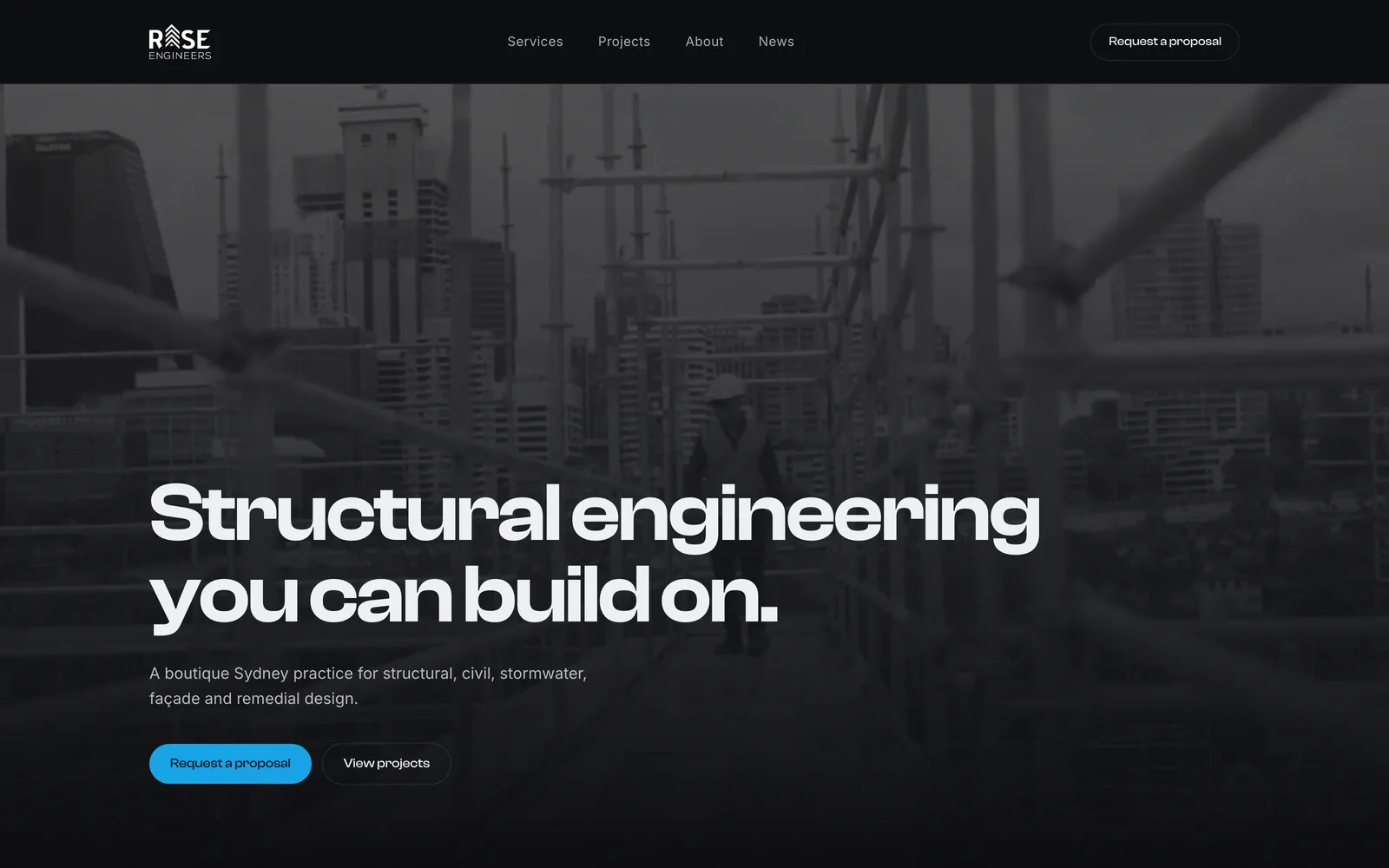 Rise Engineers concept website on desktop