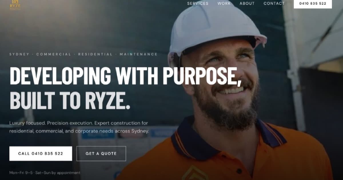 Ryze Development Construction website