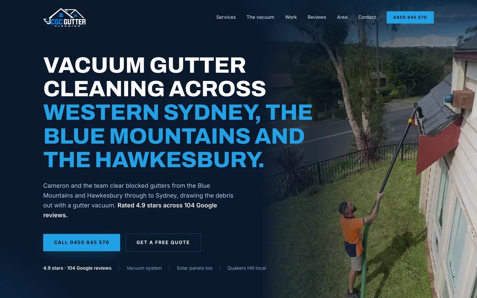 Cammo's Gutter Cleaning website on desktop