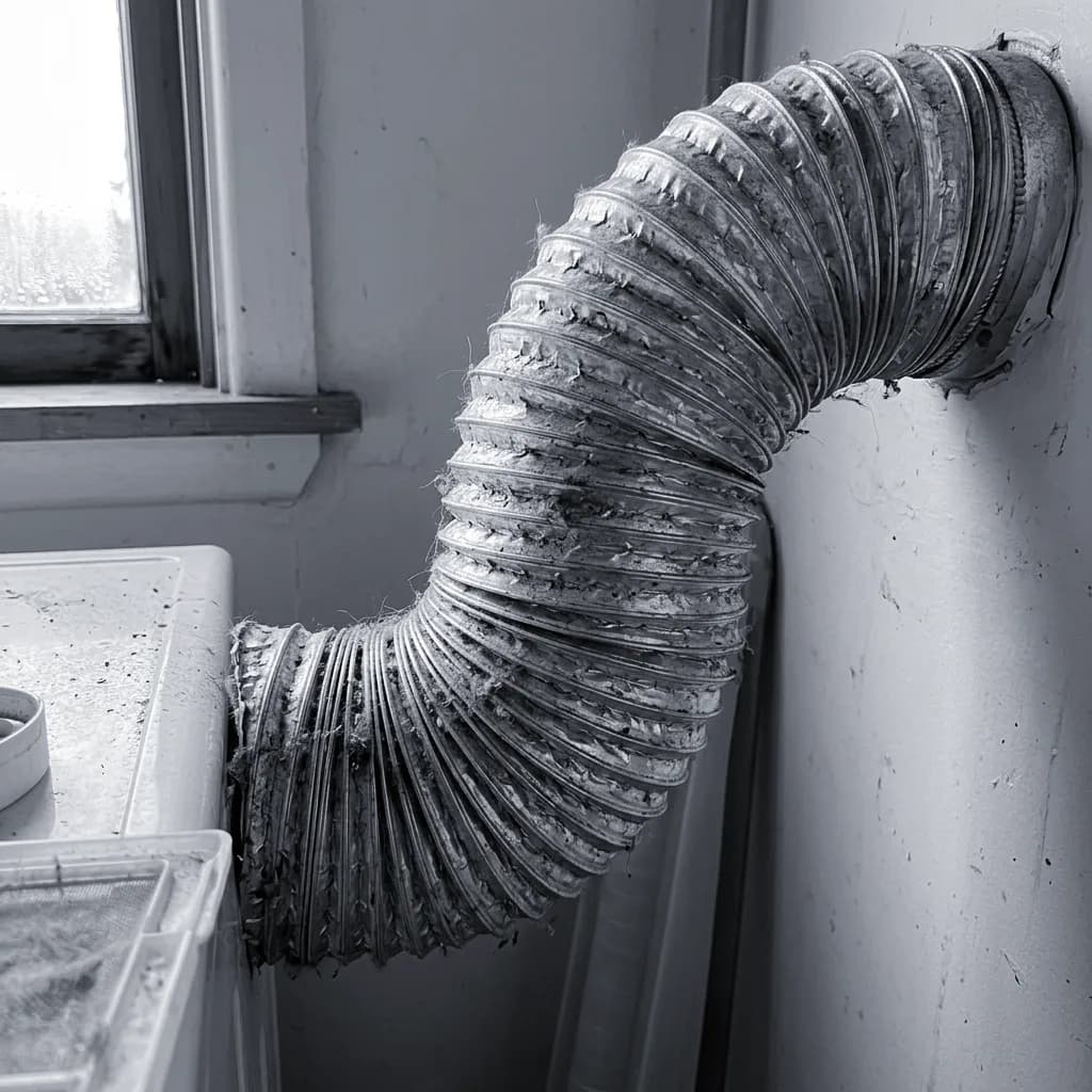 Dryer ducting close-up — illustrative