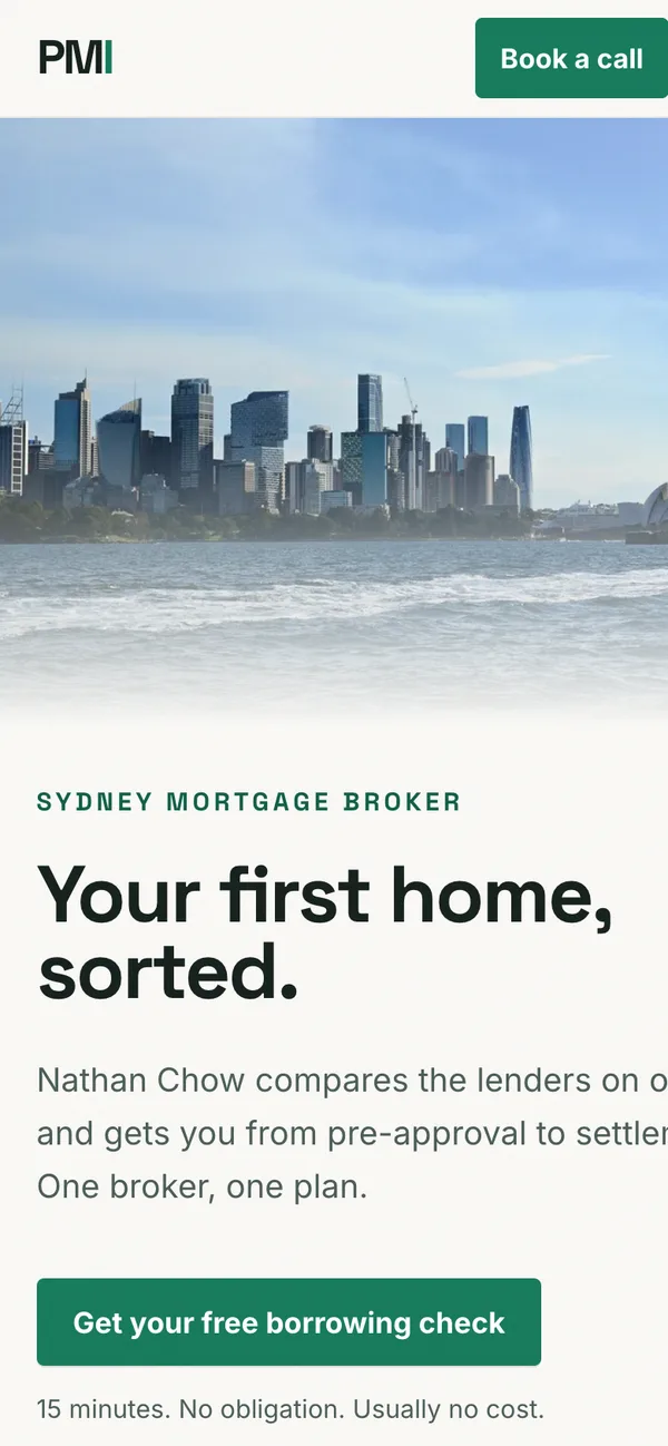 Professional Mortgage Investment homepage on mobile